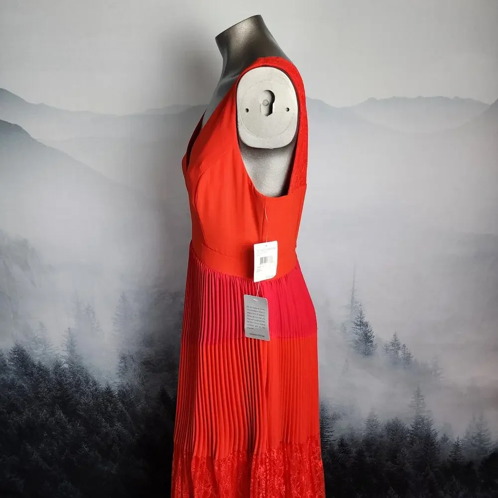 NWT Harlyn Pleated Mix Media Colorblock Evening Dress | Women's L